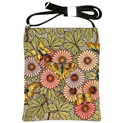 Flower Butterfly Cubism Mosaic Shoulder Sling Bags by Nexatart