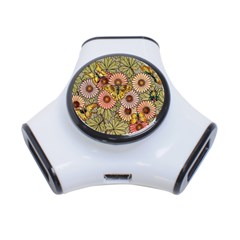 Flower Butterfly Cubism Mosaic 3-port Usb Hub by Nexatart