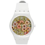 Flower Butterfly Cubism Mosaic Round Plastic Sport Watch (M) Front