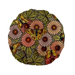 Flower Butterfly Cubism Mosaic Standard 15  Premium Round Cushions by Nexatart