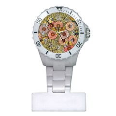 Flower Butterfly Cubism Mosaic Plastic Nurses Watch by Nexatart