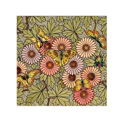 Flower Butterfly Cubism Mosaic Small Satin Scarf (square)