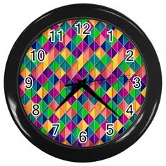 Background Geometric Triangle Wall Clocks (black) by Nexatart