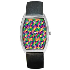 Background Geometric Triangle Barrel Style Metal Watch