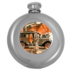 Car Automobile Transport Passenger Round Hip Flask (5 Oz) by Nexatart