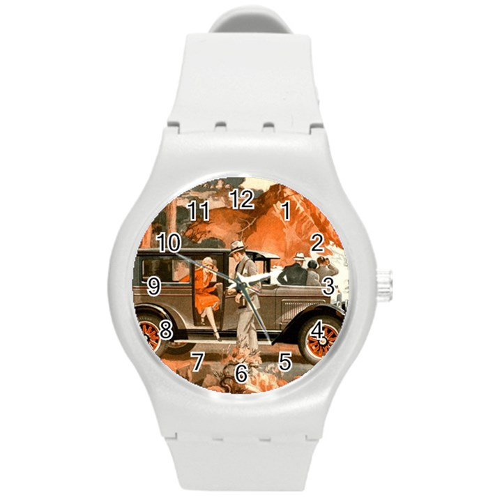 Car Automobile Transport Passenger Round Plastic Sport Watch (M)