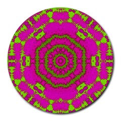 Fern Forest Star Mandala Decorative Round Mousepads by pepitasart