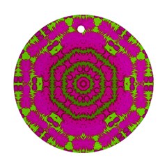 Fern Forest Star Mandala Decorative Round Ornament (two Sides) by pepitasart