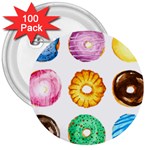 Donuts 3  Buttons (100 pack)  Front