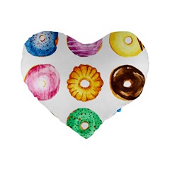 Donuts Standard 16  Premium Flano Heart Shape Cushions by KuriSweets