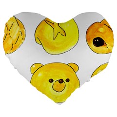 Bread Large 19  Premium Flano Heart Shape Cushions by KuriSweets