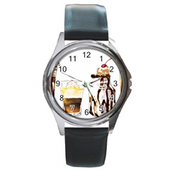 Coffee And Milkshakes Round Metal Watch by KuriSweets