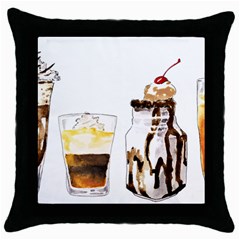 Coffee And Milkshakes Throw Pillow Case (black) by KuriSweets