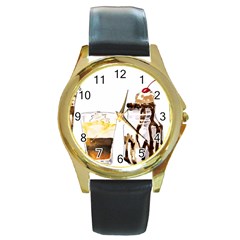 Coffee And Milkshakes Round Gold Metal Watch by KuriSweets