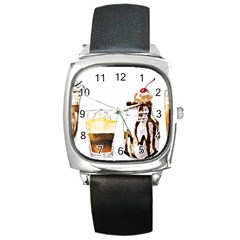 Coffee And Milkshakes Square Metal Watch by KuriSweets