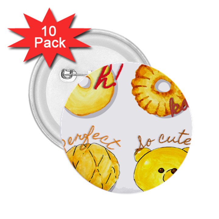 Cute Bread 2.25  Buttons (10 pack) 