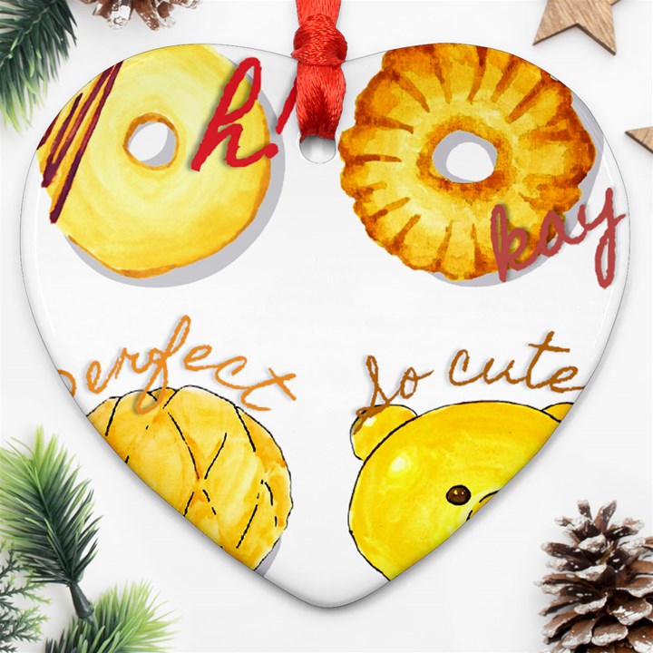 Cute Bread Heart Ornament (Two Sides)