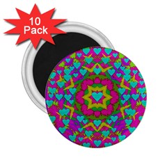 Hearts In A Mandala Scenery Of Fern 2 25  Magnets (10 Pack)  by pepitasart