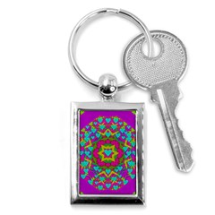 Hearts In A Mandala Scenery Of Fern Key Chains (rectangle)  by pepitasart