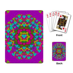 Hearts In A Mandala Scenery Of Fern Playing Card by pepitasart