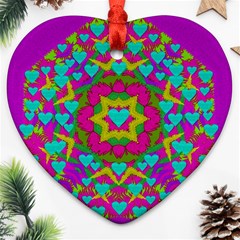 Hearts In A Mandala Scenery Of Fern Heart Ornament (two Sides) by pepitasart