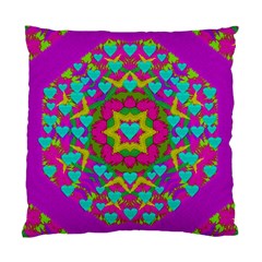 Hearts In A Mandala Scenery Of Fern Standard Cushion Case (two Sides) by pepitasart