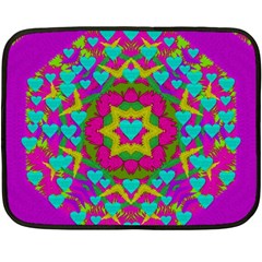 Hearts In A Mandala Scenery Of Fern Fleece Blanket (mini) by pepitasart