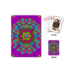 Hearts In A Mandala Scenery Of Fern Playing Cards (mini)  by pepitasart