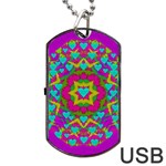 Hearts In A Mandala Scenery Of Fern Dog Tag USB Flash (Two Sides) Front