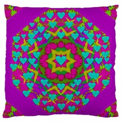 Hearts In A Mandala Scenery Of Fern Large Cushion Case (one Side) by pepitasart