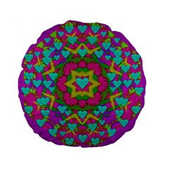 Hearts In A Mandala Scenery Of Fern Standard 15  Premium Round Cushions by pepitasart