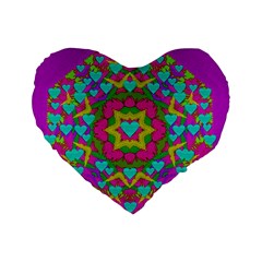 Hearts In A Mandala Scenery Of Fern Standard 16  Premium Heart Shape Cushions by pepitasart