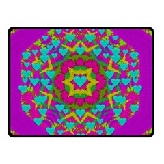 Hearts In A Mandala Scenery Of Fern Double Sided Fleece Blanket (small)  by pepitasart