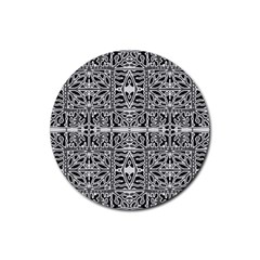 Dark Oriental Ornate Pattern Rubber Round Coaster (4 Pack)  by dflcprints