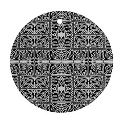 Dark Oriental Ornate Pattern Round Ornament (two Sides) by dflcprints