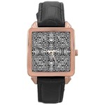 Dark Oriental Ornate Pattern Rose Gold Leather Watch  Front