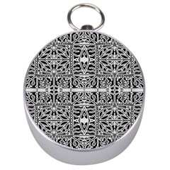 Dark Oriental Ornate Pattern Silver Compasses by dflcprints