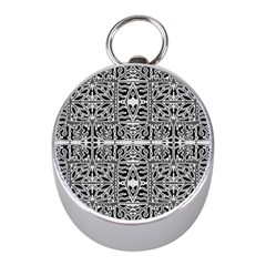 Dark Oriental Ornate Pattern Mini Silver Compasses by dflcprints