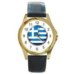 Greece Greek Europe Athens Round Gold Metal Watch by Nexatart