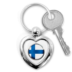 Finland Country Flag Countries Key Chains (heart)  by Nexatart