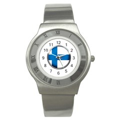 Finland Country Flag Countries Stainless Steel Watch by Nexatart