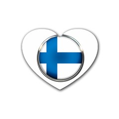 Finland Country Flag Countries Rubber Coaster (heart)  by Nexatart