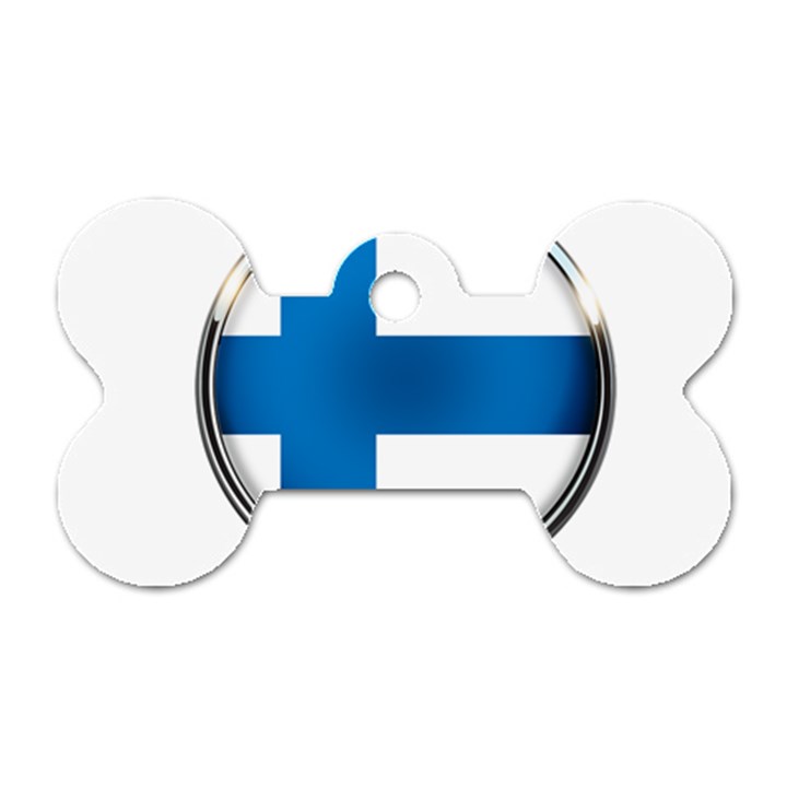 Finland Country Flag Countries Dog Tag Bone (One Side)