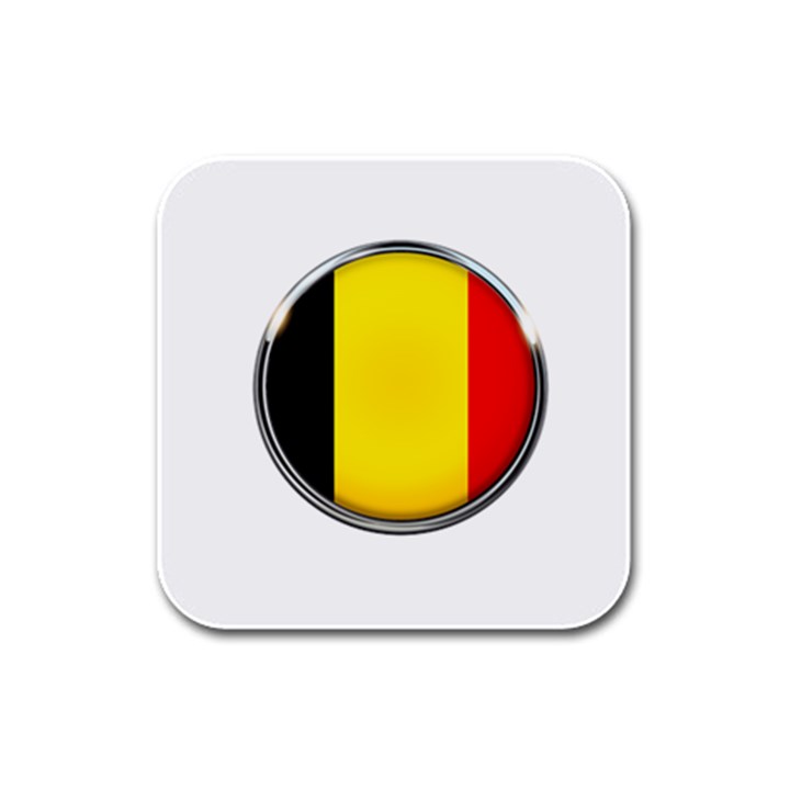 Belgium Flag Country Brussels Rubber Square Coaster (4 pack) 