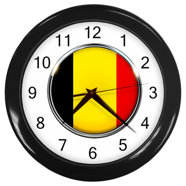 Belgium Flag Country Brussels Wall Clocks (Black)