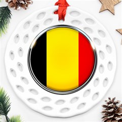 Belgium Flag Country Brussels Round Filigree Ornament (two Sides) by Nexatart