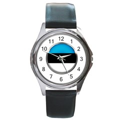 Estonia Country Flag Countries Round Metal Watch