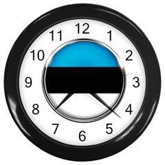 Estonia Country Flag Countries Wall Clocks (Black)