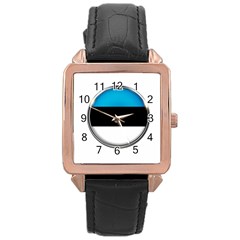 Estonia Country Flag Countries Rose Gold Leather Watch 