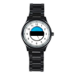 Estonia Country Flag Countries Stainless Steel Round Watch